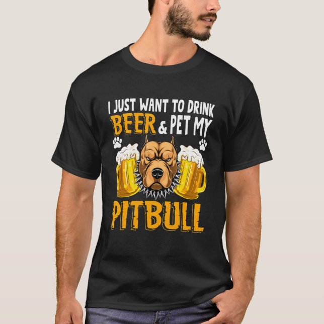 Bier und Pitbull Hunde Mama Hunde Vater Idee T-Shirt (Vorderseite)