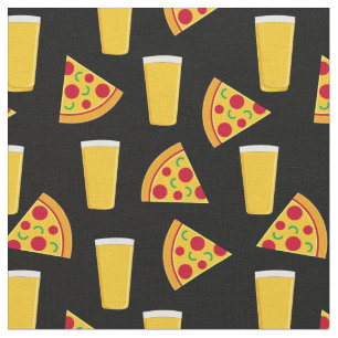 Bier und Pizza Gemusterte schwarze Stoffe