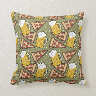 Bier-und Pizza-Grafik-Muster Kissen