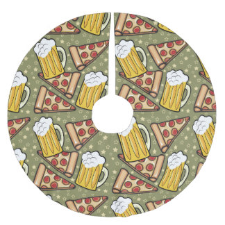 Bier und Pizza Graphtern Polyester Weihnachtsbaumdecke