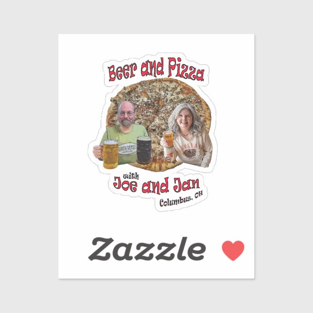 Bier und Pizza mit Joe und Jan - Vinyl Sticker (Blatt)
