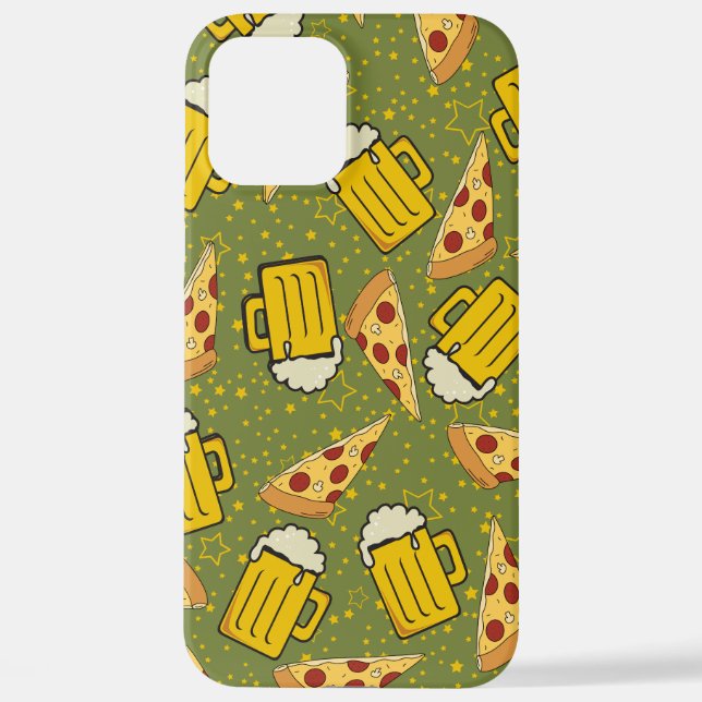 Bier und Pizza Muster iPhone Hülle (Rückseite)