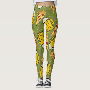 Bier und Pizza Muster Leggings