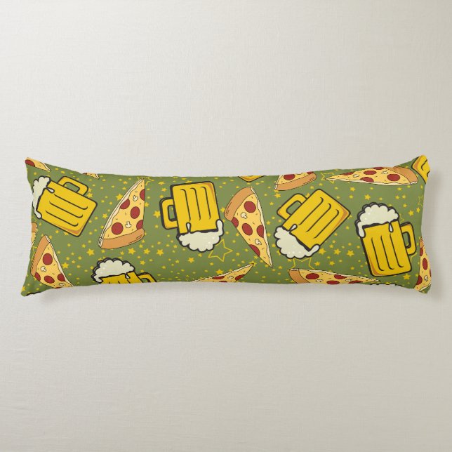 Bier und Pizza Muster Seitenschläferkissen (Vorderseite)
