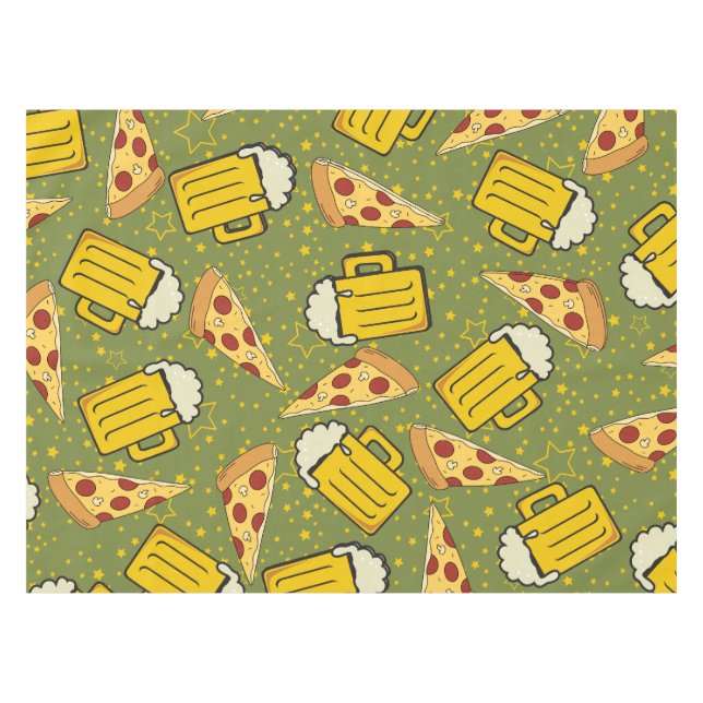 Bier und Pizza Muster Tischdecke (Vorderseite (Horizontal))