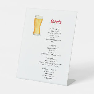 Bier und Pizza Party Drinks Menü Sockelschild