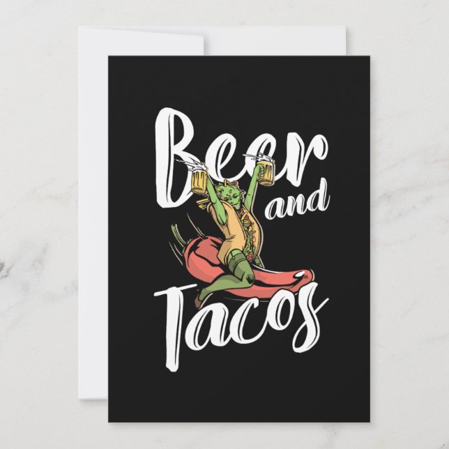Bier und Tacos Mexiko Chili Nachos Geschenk Einladung (Vorderseite)