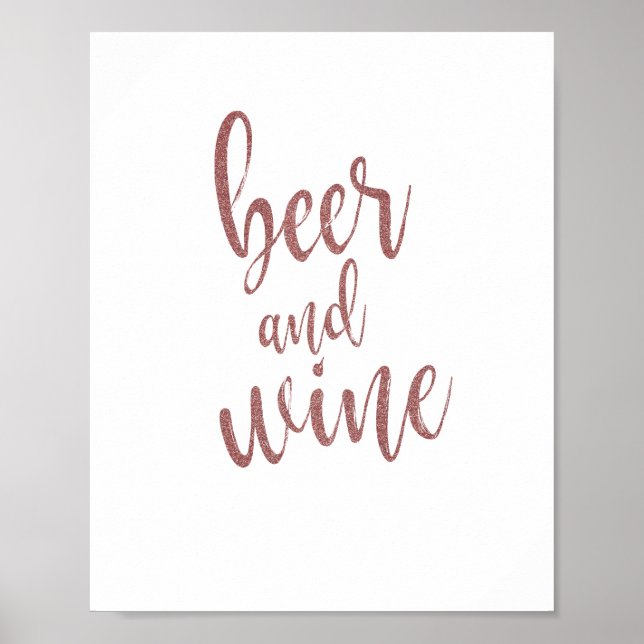Bier und Wein Rose Gold Glitzer 8x10 Hochzeitszeic Poster (Vorne)