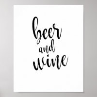 Bier und Wein Schwarz und Weiß 8x10 Hochzeitszeich