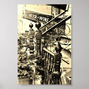 Bier- und Wein-Sepia-Plakat Poster