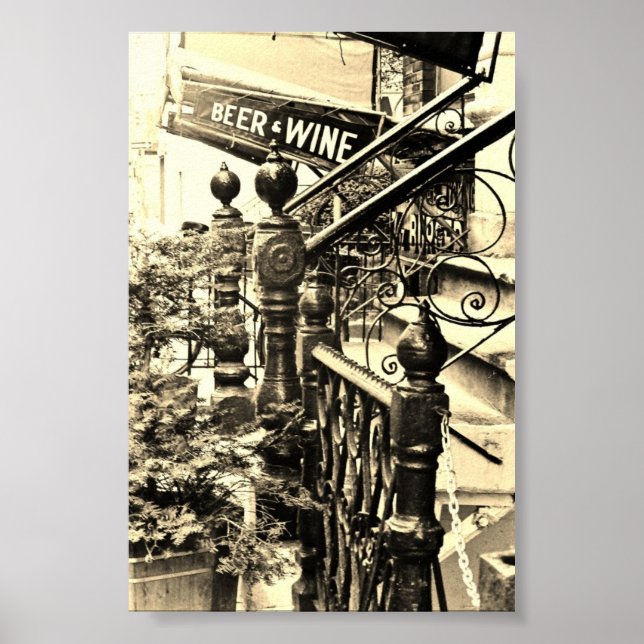 Bier und Weine-Sepia-Poster Poster (Vorne)
