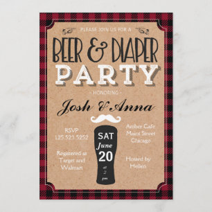 Bier und Windel Baby Shower Einladung