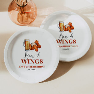 Bier und Wings Geburtstagsfeier Pappteller