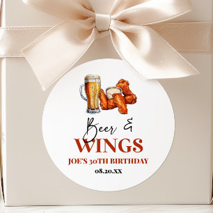 Bier- und Wings-Geburtstagsfeier Party Favor Stick Runder Aufkleber