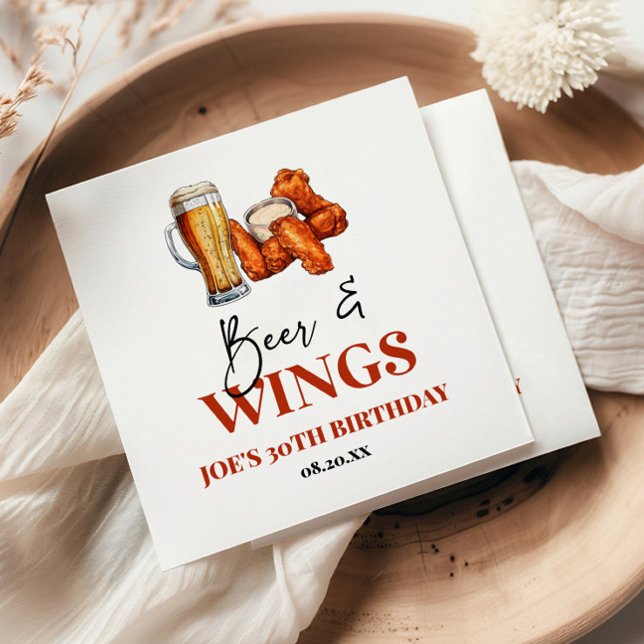 Bier und Wings Geburtstagsfeier Serviette (Von Creator hochgeladen)