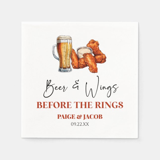 Bier und Wings vor dem Proben-Dinner für die Ringe Serviette (Vorderseite)