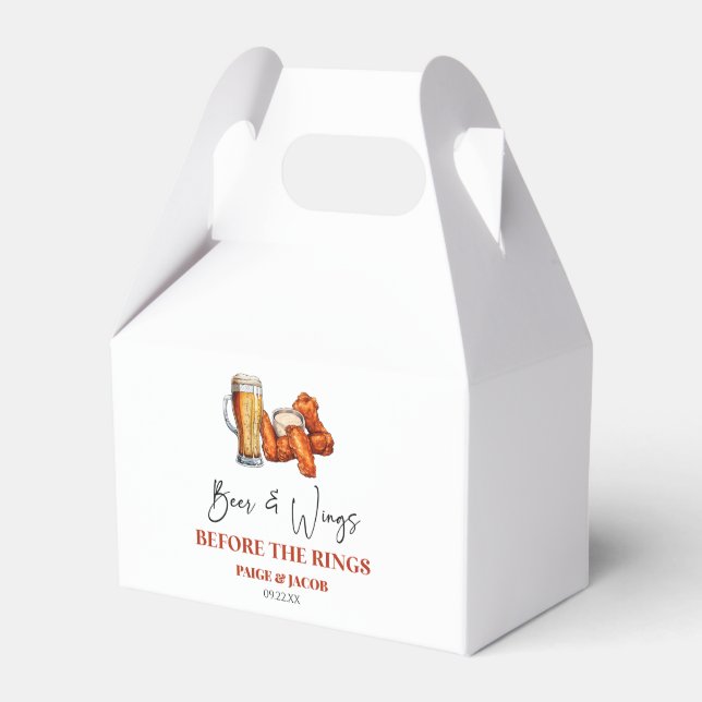 Bier und Wings vor dem Rings-Probeessen Geschenkschachtel (Vorderseite)