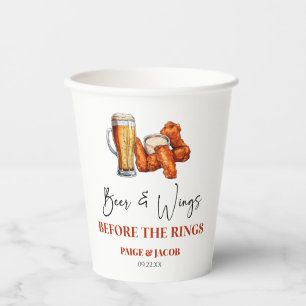Bier und Wings vor dem Rings-Probeessen Pappbecher