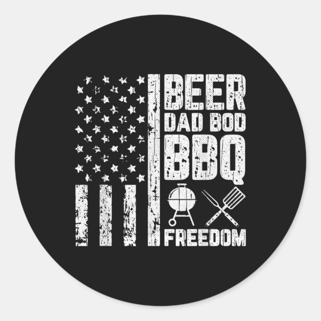 Bier Vater Bod Grillen Freedom Cool American Flag  Runder Aufkleber (Vorderseite)