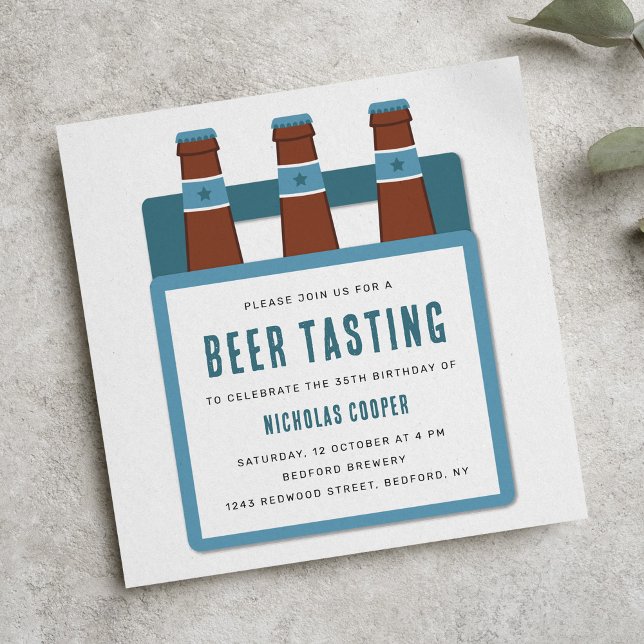 Bier-Verkostung Geburtstagsparty Einladung (beer tasting birthday party invitation template for men)