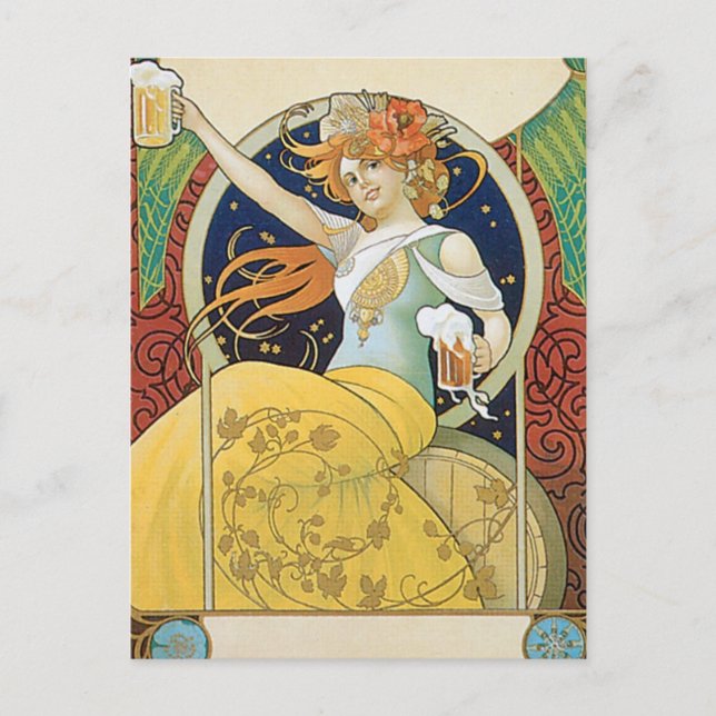 Bier Vintages Getränk und Kunst Postkarte (Vorderseite)