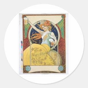 Bier Vintages Getränk und Kunst Runder Aufkleber