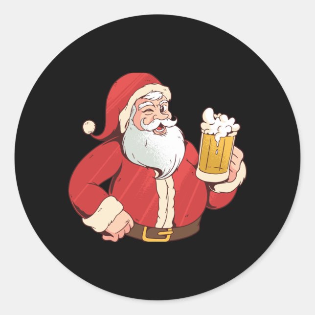 Bier von Santa Claus Runder Aufkleber (Vorderseite)