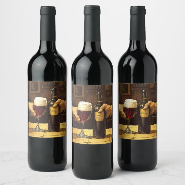 Bier vs Wein Weinetikett (Flaschen)