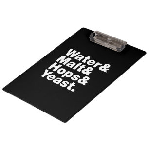 Bier = Wasser & Malt & Hopfen & Hefe. Klemmbrett