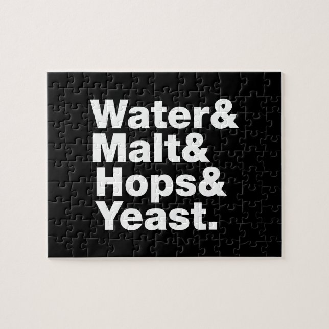 Bier = Wasser & Malt & Hopfen & Hefe. Puzzle (Horizontal)