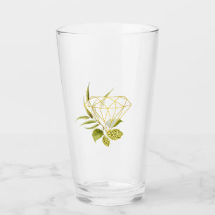 Bier Weide Grüne und goldene geometrische Raute Glas
