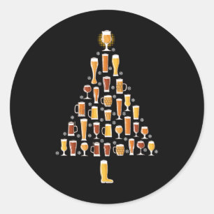 Bier Weihnachtsbaum Männer Frauen Bier hässliche W Runder Aufkleber