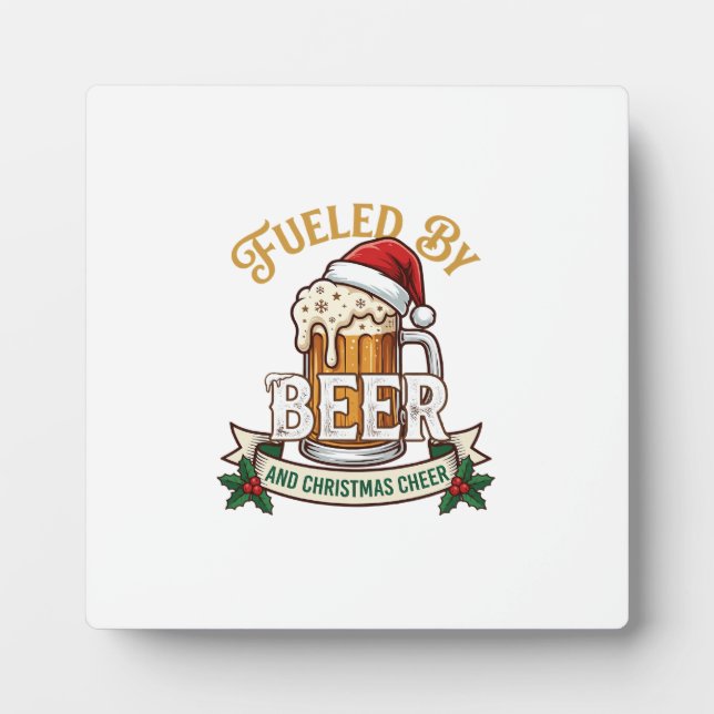 Bier-Weihnachtsfreude-Tasse Santa Hut Stechpalme Fotoplatte (Vorderseite)