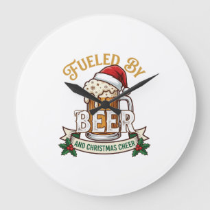 Bier-Weihnachtsfreude-Tasse Santa-Hut Stechpalme Große Wanduhr