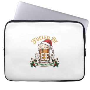 Bier-Weihnachtsfreude-Tasse-Santa-Hut-Stechpalme Laptopschutzhülle