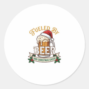 Bier-Weihnachtsfreude-Tasse Santa Hut Stechpalme Runder Aufkleber