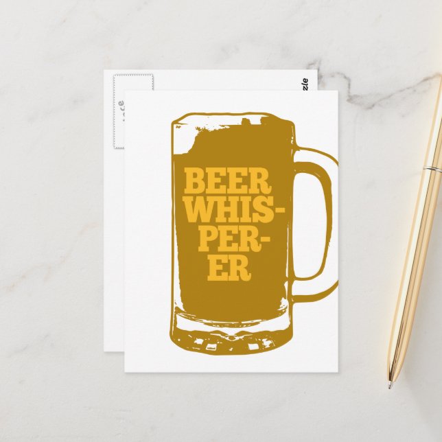 Bier Whisperer Tasse Vertikal Postkarte (Vorderseite/Rückseite Beispiel)