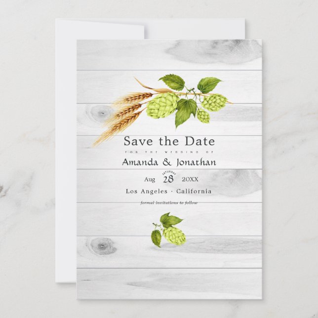 Bier Willow Greenery und Gold Save The Date (Vorderseite)