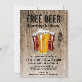 Bier & Windeln Mens Typ Baby Dusche Party Einladung