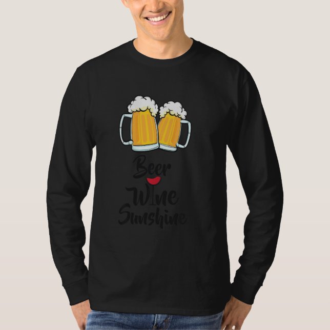 Bier Wine Sunshine Design Long Sleeve T-Shirt (Vorderseite)