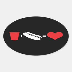 Bier + Würstchen = Liebe Ovaler Aufkleber