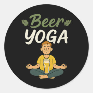 Bier Yoga Party Crew Grafik für Yoga und Bierliebh Runder Aufkleber