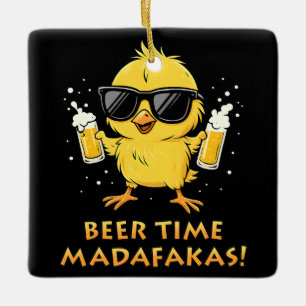 Bier-Zeit Madafakas Lustiges Meme Ente Gans Retro Keramikornament