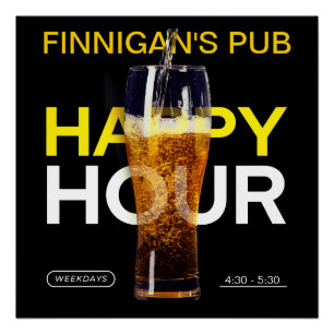 Bier zur Happy Hour in Bar Pub Public House anpass Poster