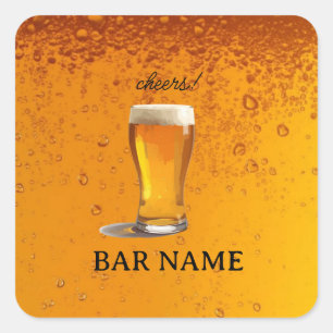 Bierbar-Geschäft Vintage-Logoschopf Quadratischer Aufkleber
