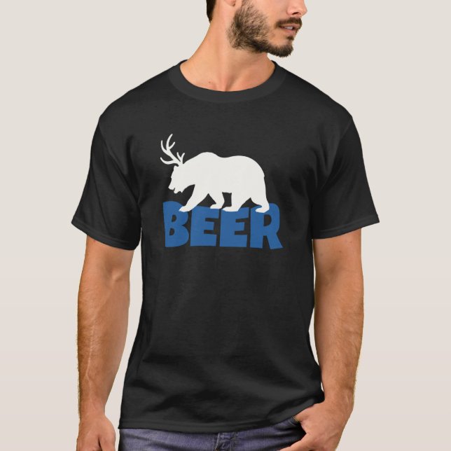 Bierbär mit Antlern T-Shirt (Vorderseite)