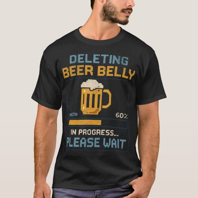 Bierbauch löschen - Funny Pixel Style Beer Lover T-Shirt (Vorderseite)