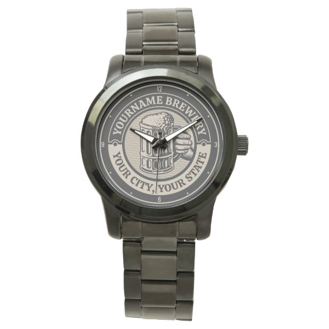 Bierbrauerei Personalisiert NAME Brauerei Big Tass Armbanduhr (Vorderseite)