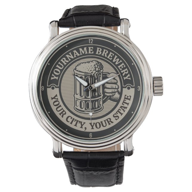 Bierbrauerei Personalisiert NAME Brauerei Big Tass Armbanduhr (Vorderseite)