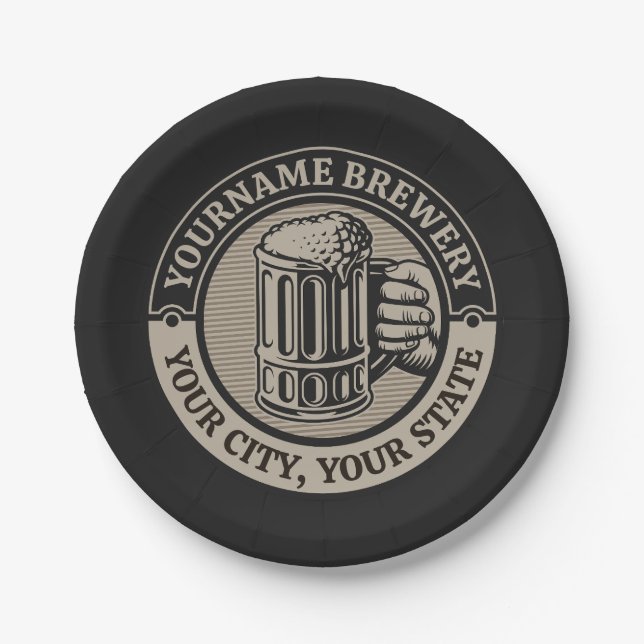 Bierbrauerei Personalisiert NAME Brauerei Big Tass Pappteller (Vorderseite)